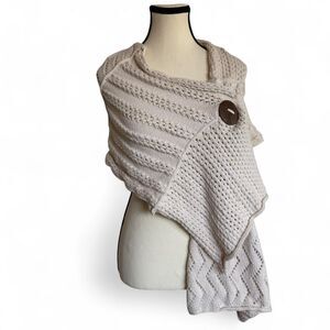Unbranded Women's Cream and White Scarf-wraps